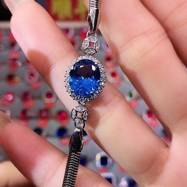 蓝宝石手链银S925镶嵌