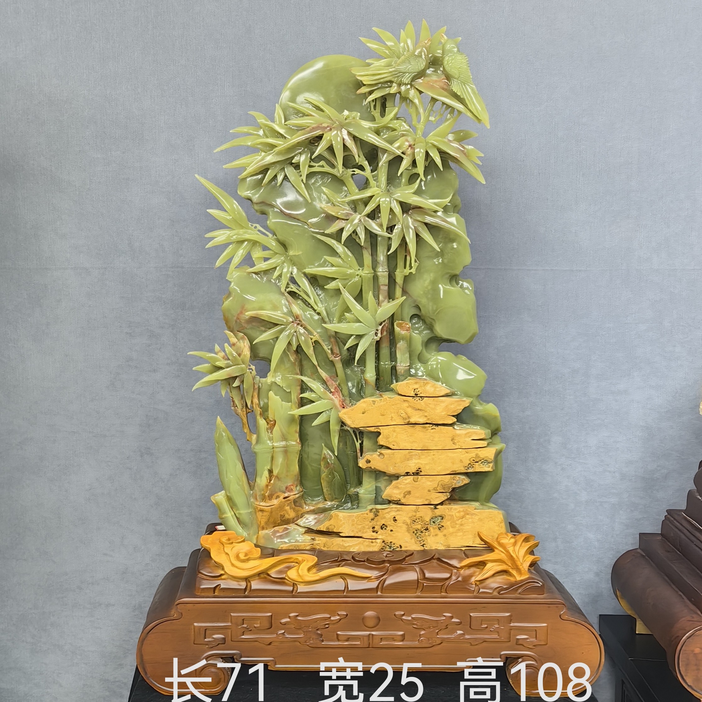 竹报平安节节高升手工雕刻翠竹摆件适用于客厅玄关家居装饰