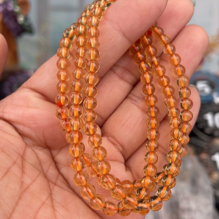 水晶手串未镶嵌天然暴力黄单圈手串4.5mm多样性发其一