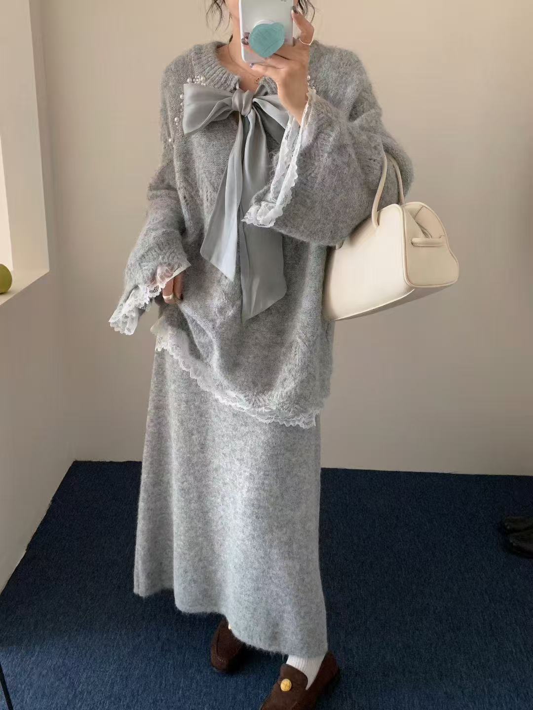 裙子时尚小香风甜美法式休闲风卫衣套装时尚套装