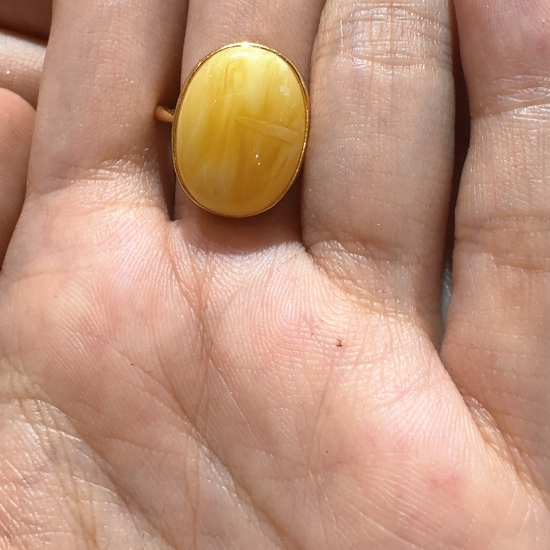 安***奶蜜蜡银S925镶嵌戒指戒指