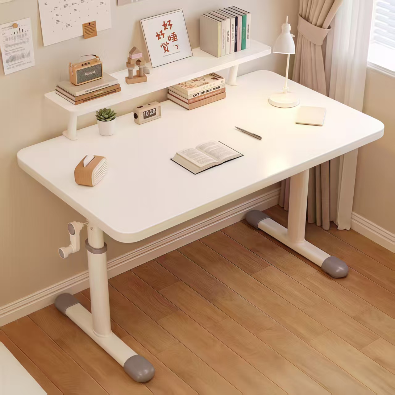 【送货上门】手摇升降桌子椅子作业桌写字台电脑桌家用学习桌办公桌