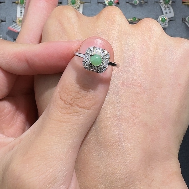 翡翠戒指银S925镶嵌jtdfh