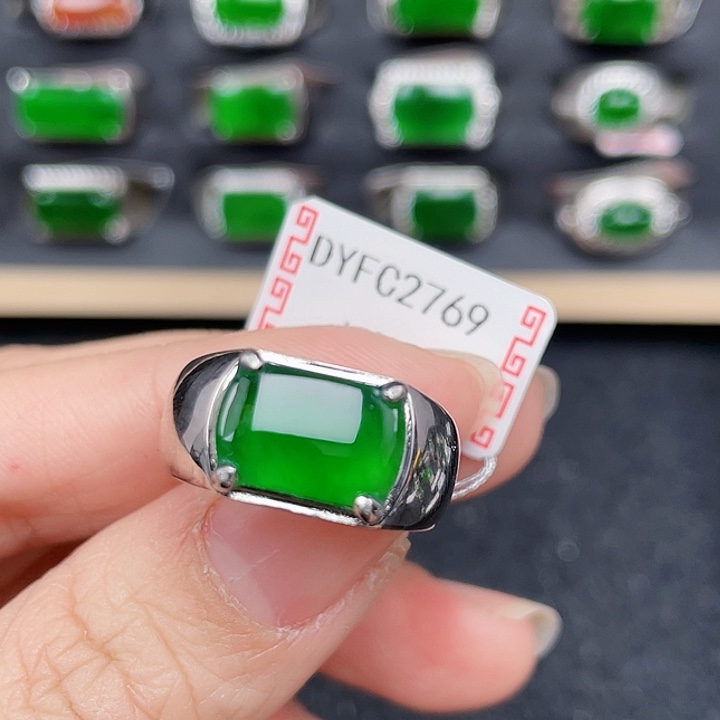 翡翠戒指银S925镶嵌8***月编号2769没有运费险