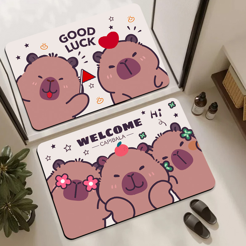 卡通卡皮巴拉浴室吸水地垫软硅藻泥卫生间门口防滑脚垫子厕所地毯