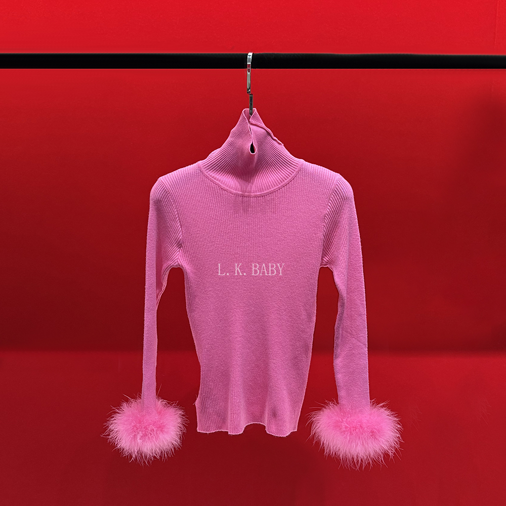 【L.K.BABY】糯叽叽 时髦精气质软糯羽毛元素百搭针织高领衫