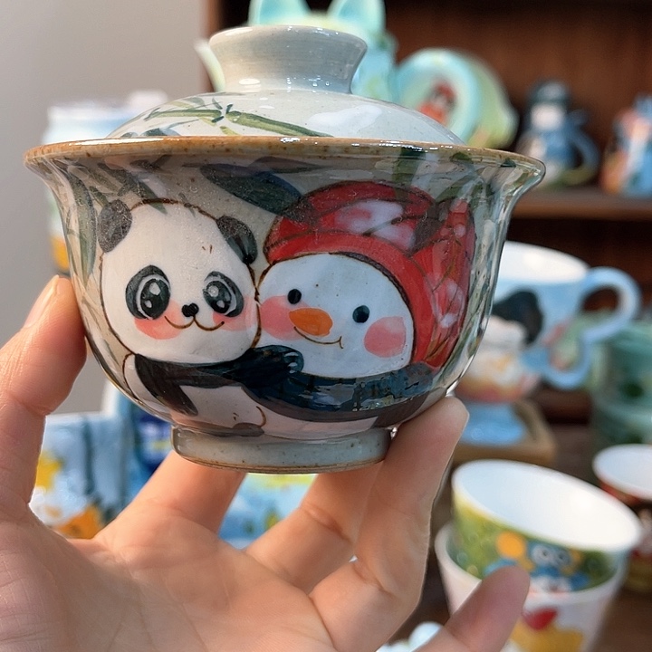 陶二*花景德镇釉下手绘陶瓷 