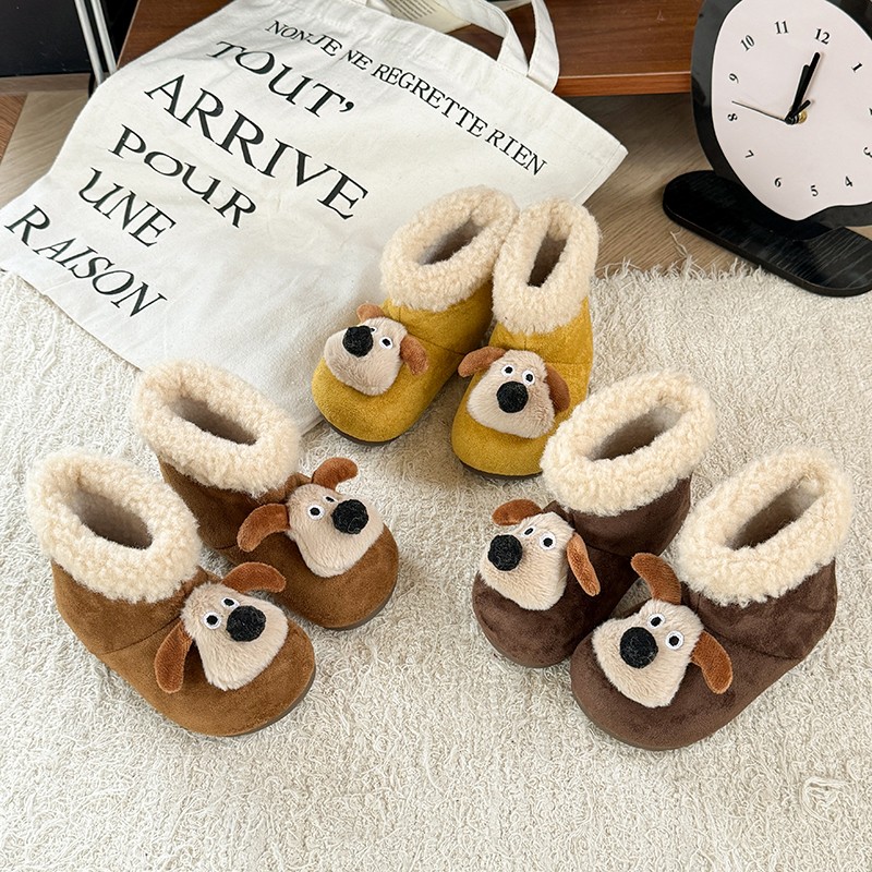 韩版男女通用冬季男女平跟雪地靴软底加厚男童毛绒