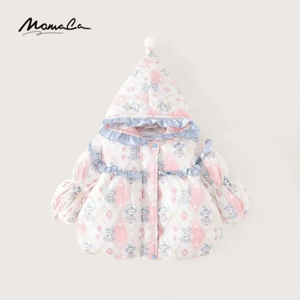 MOMOCO女童冬季可爱花边带帽时尚羽绒服75830101193