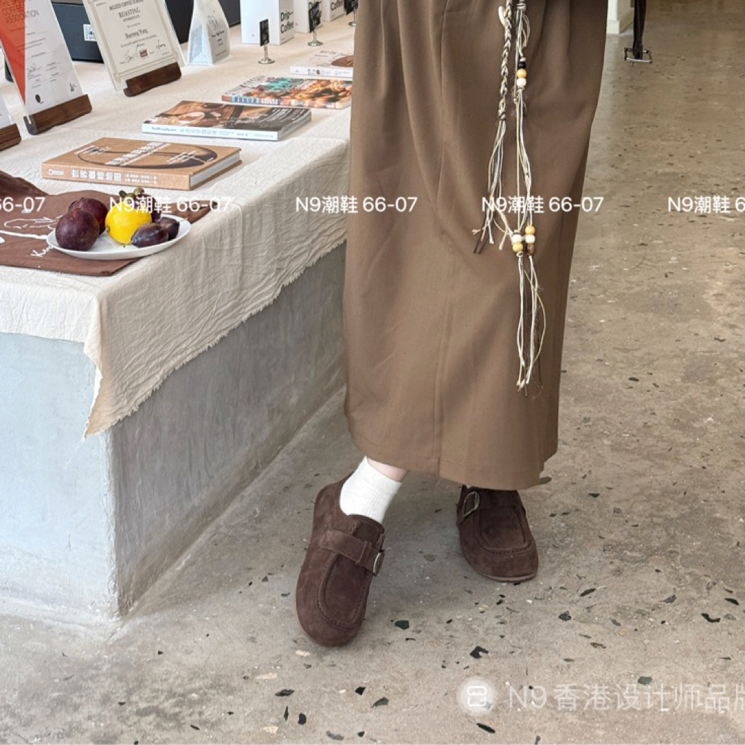 休闲风高腰气质秋季乐福鞋秋冬咖色圆头透气