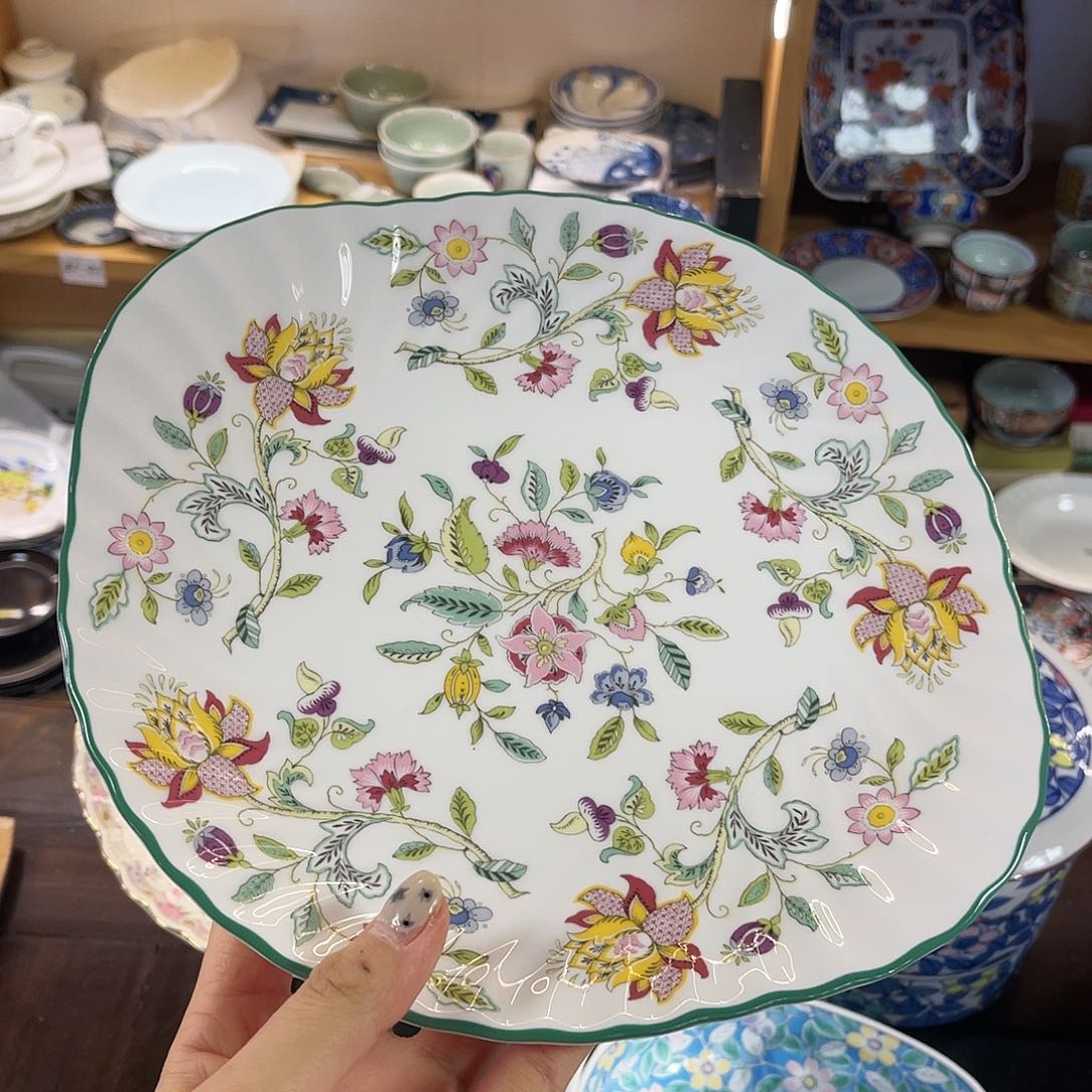 瓷片明顿双耳绿变盘16