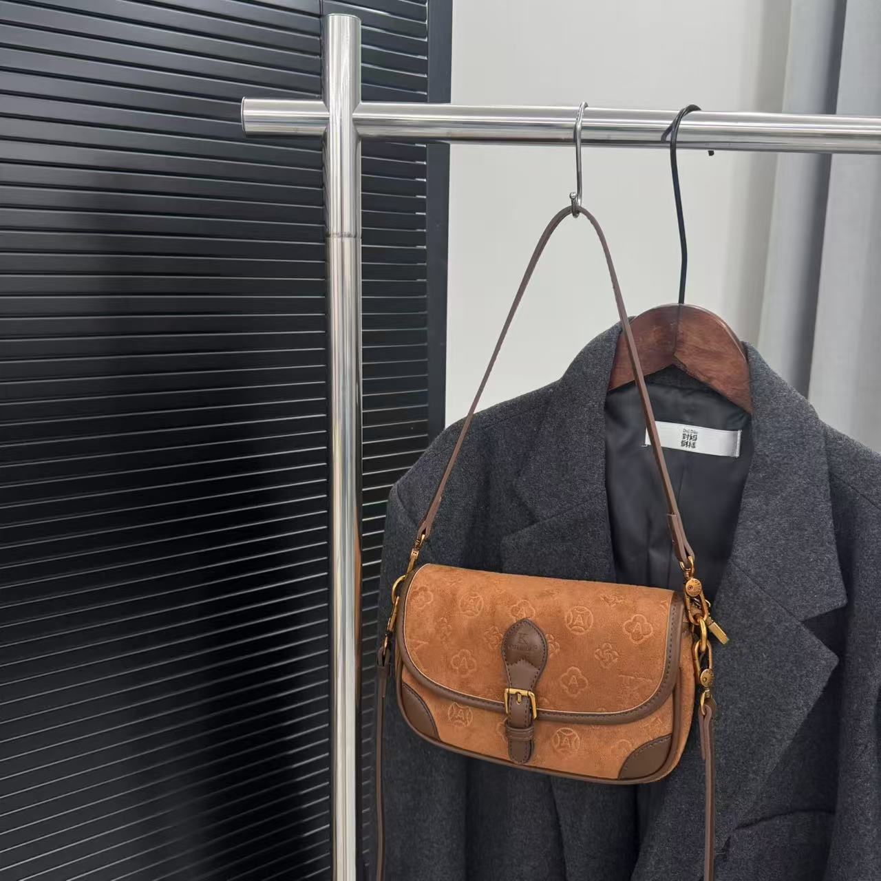 高级感女包单肩斜挎绒面女包【1183南瓜色-1】