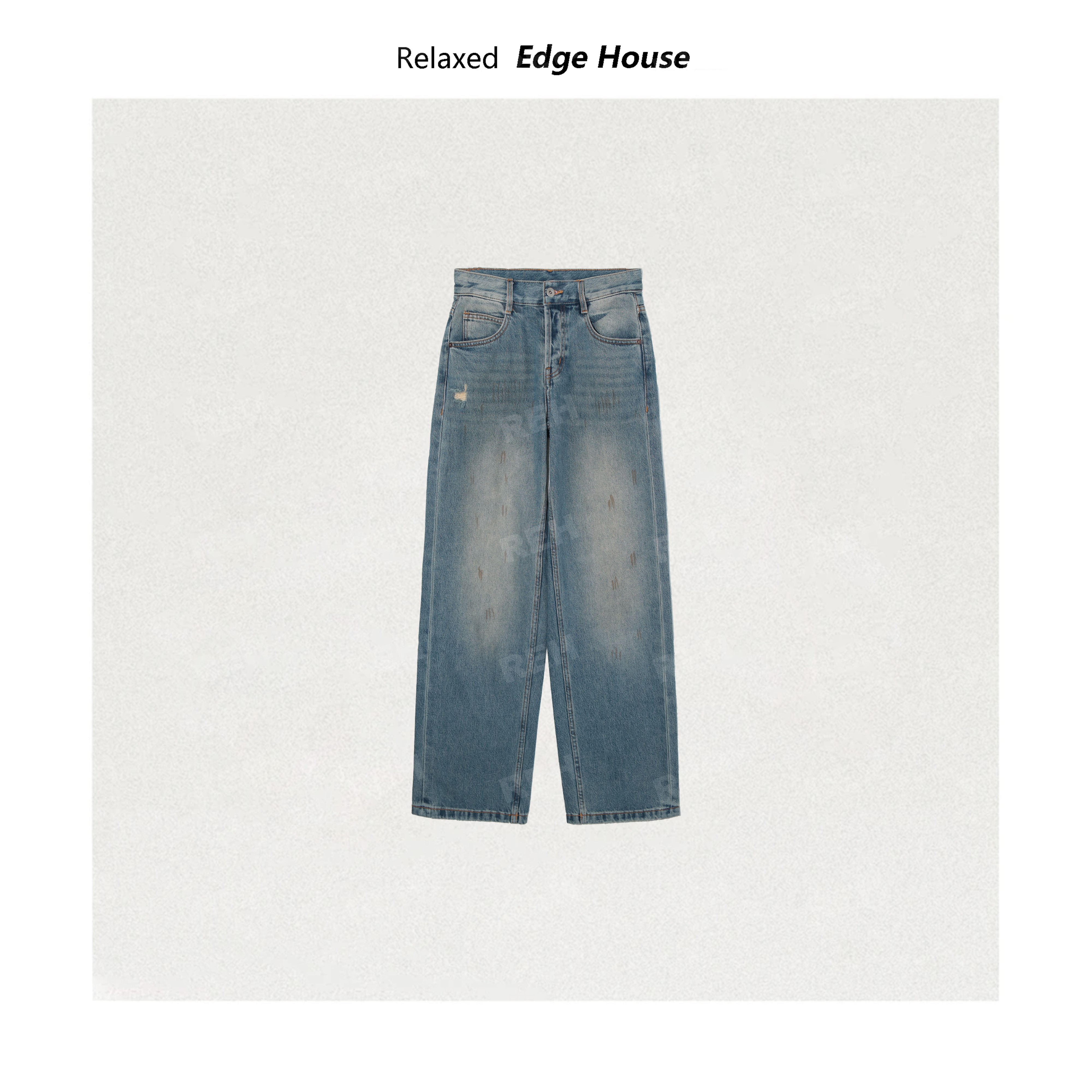  【呵呵家】贩卖复古 设计师miss废土风水洗脏脏破洞复古做旧牛仔裤