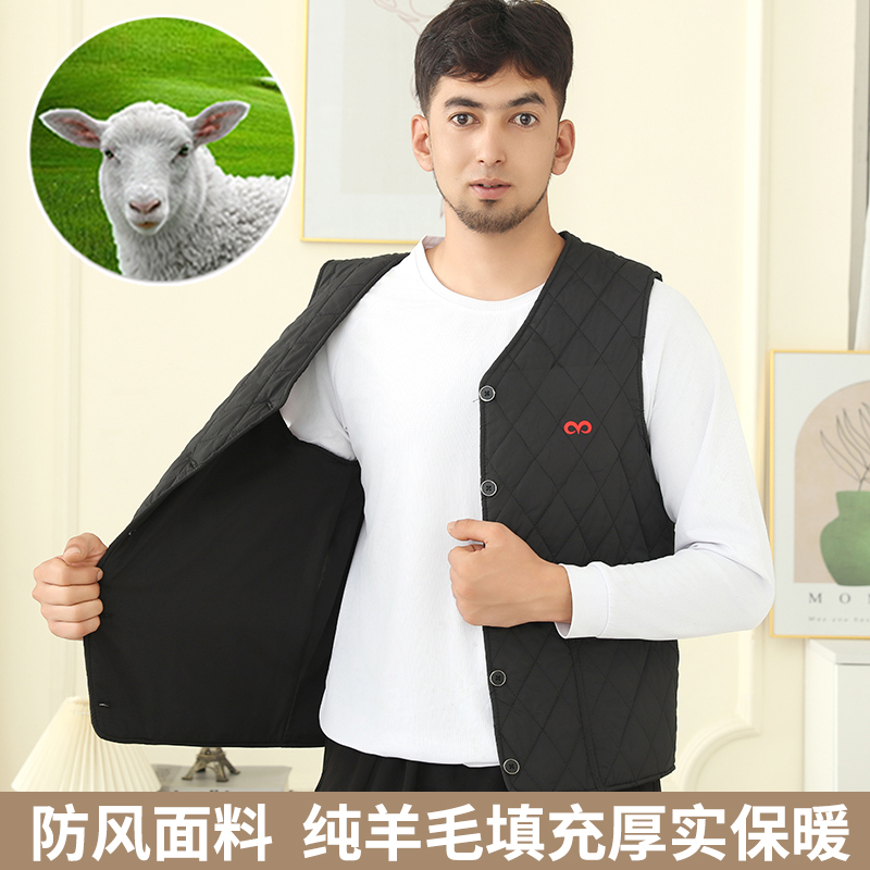 中老年男士新款秋冬马甲内外保暖坎肩加厚爸爸款背心羊毛马甲
