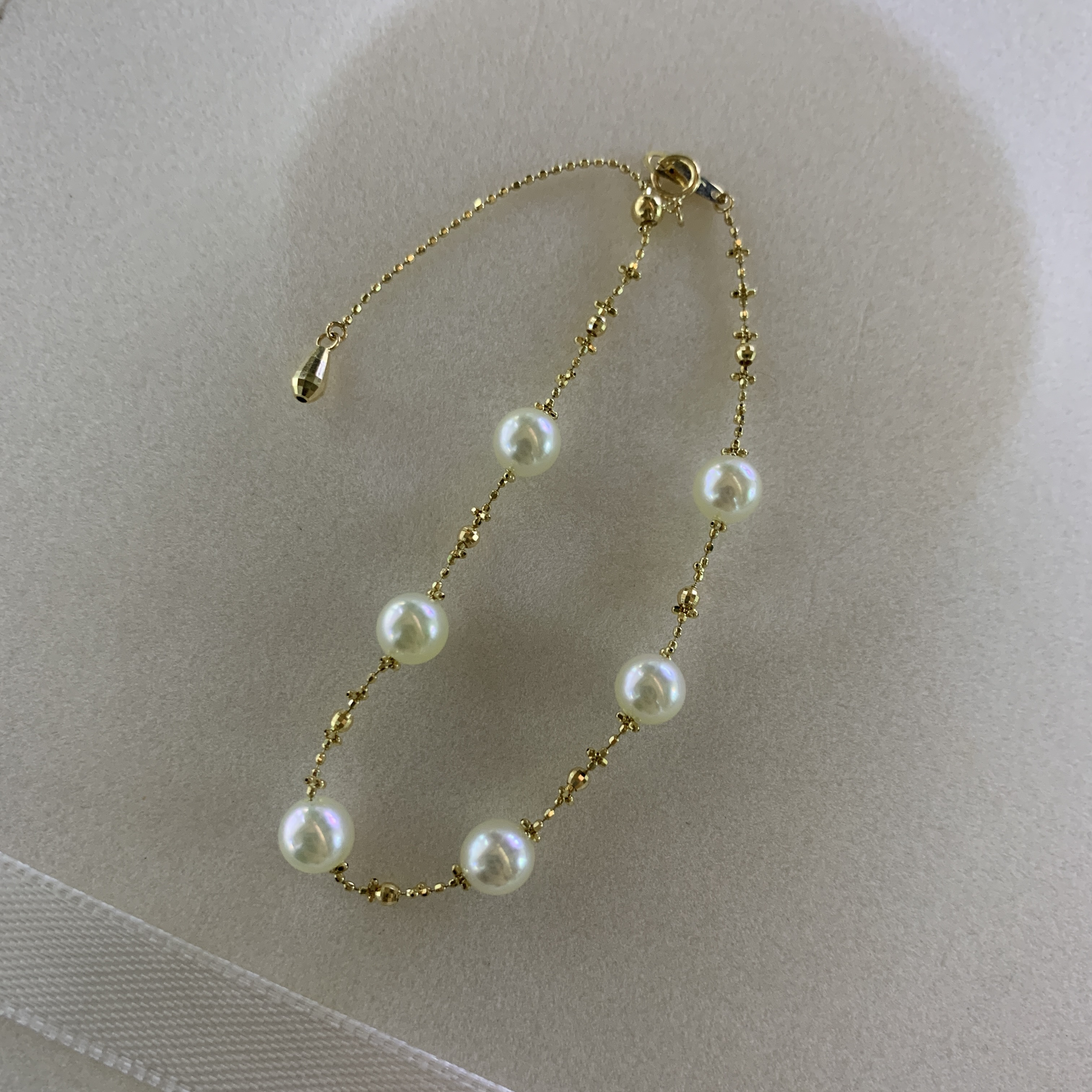 七分5.5-6mm海水akoya羽黄金仙女手链