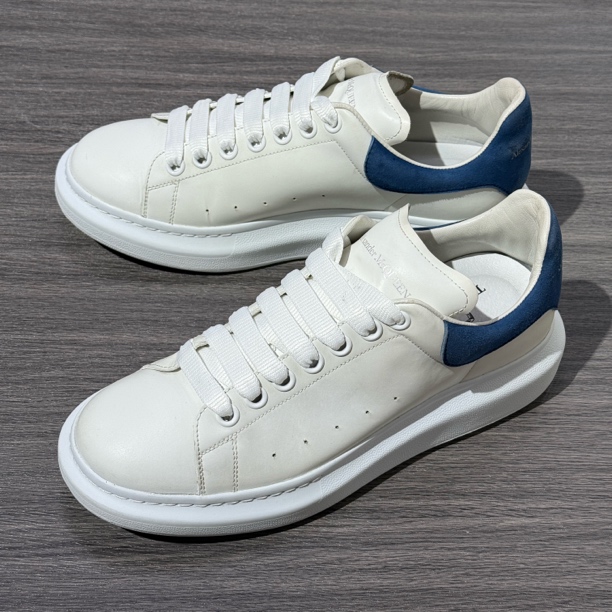 90新 Alexander McQueen/亚历山大·麦昆 41码 白色蓝麂皮尾 板鞋