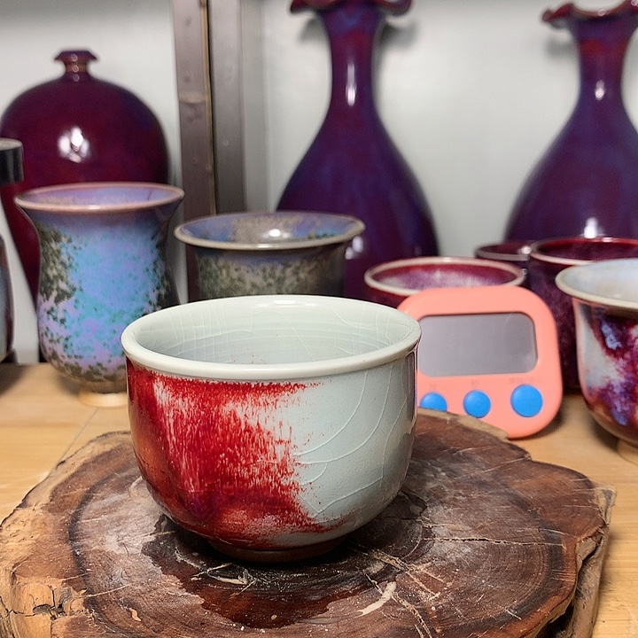 纯手工制作，钧瓷杯子钧瓷杯子