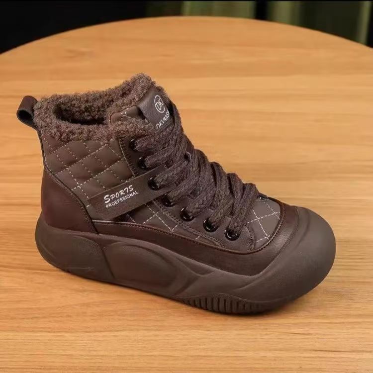 高帮鞋注塑加厚休闲60冬季车缝线百搭防滑保暖纯色