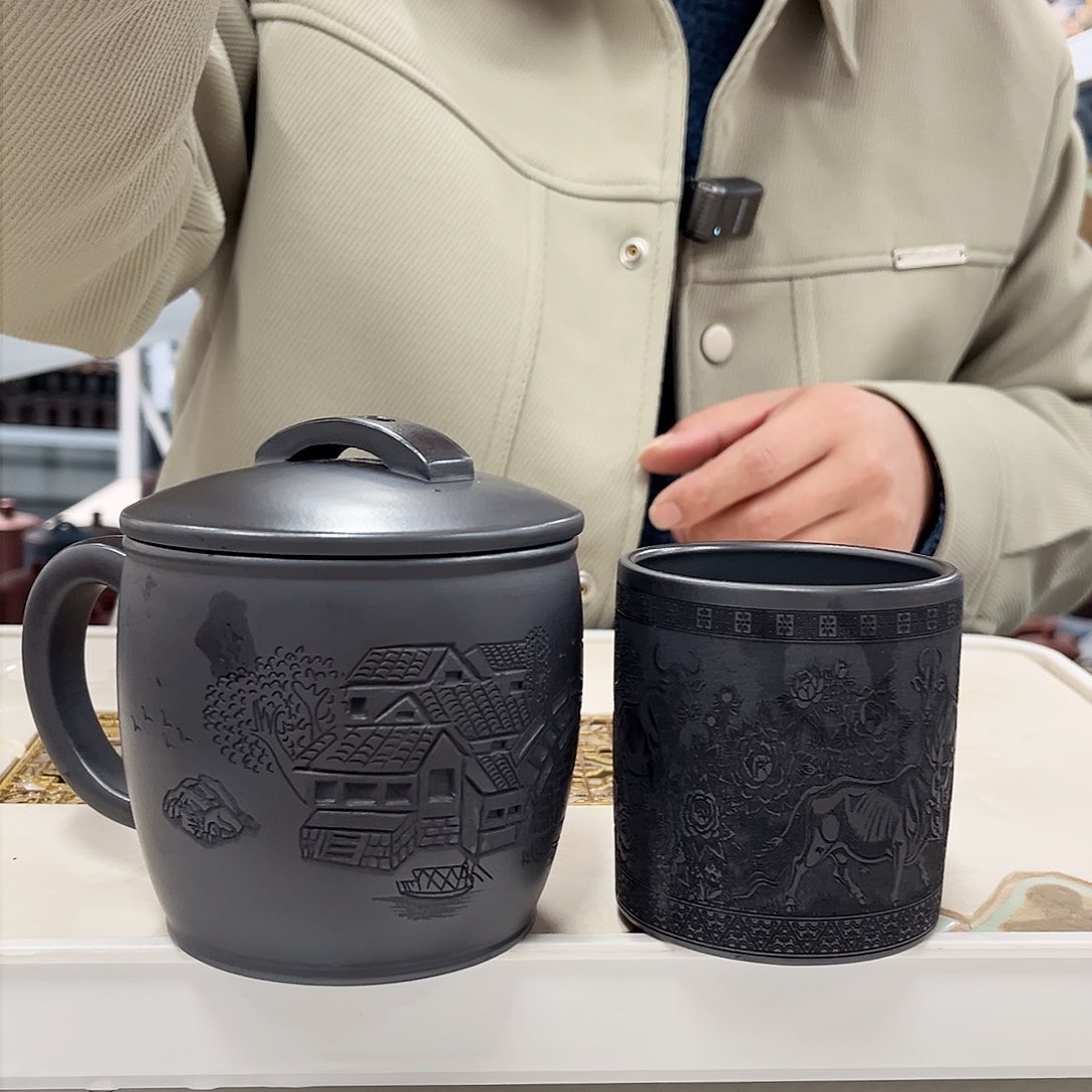 茶杯紫砂江南古韵+五牛子主人杯