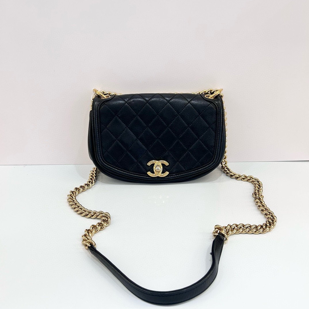 95新 Chanel/香奈儿 7姐专场/黑金马鞍包 28开