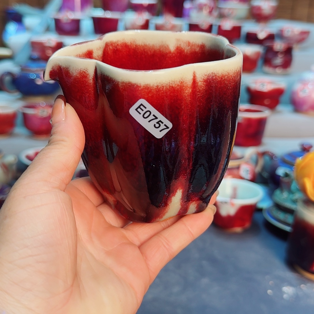 瓷片微瑕钧瓷主人杯摆件工艺品