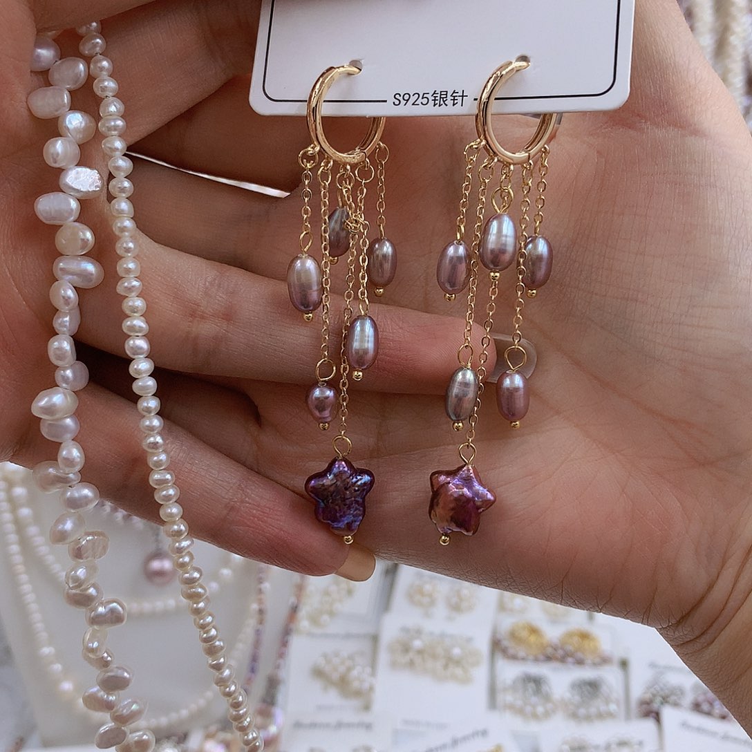 项链银S925镀金镶嵌淡水珍珠