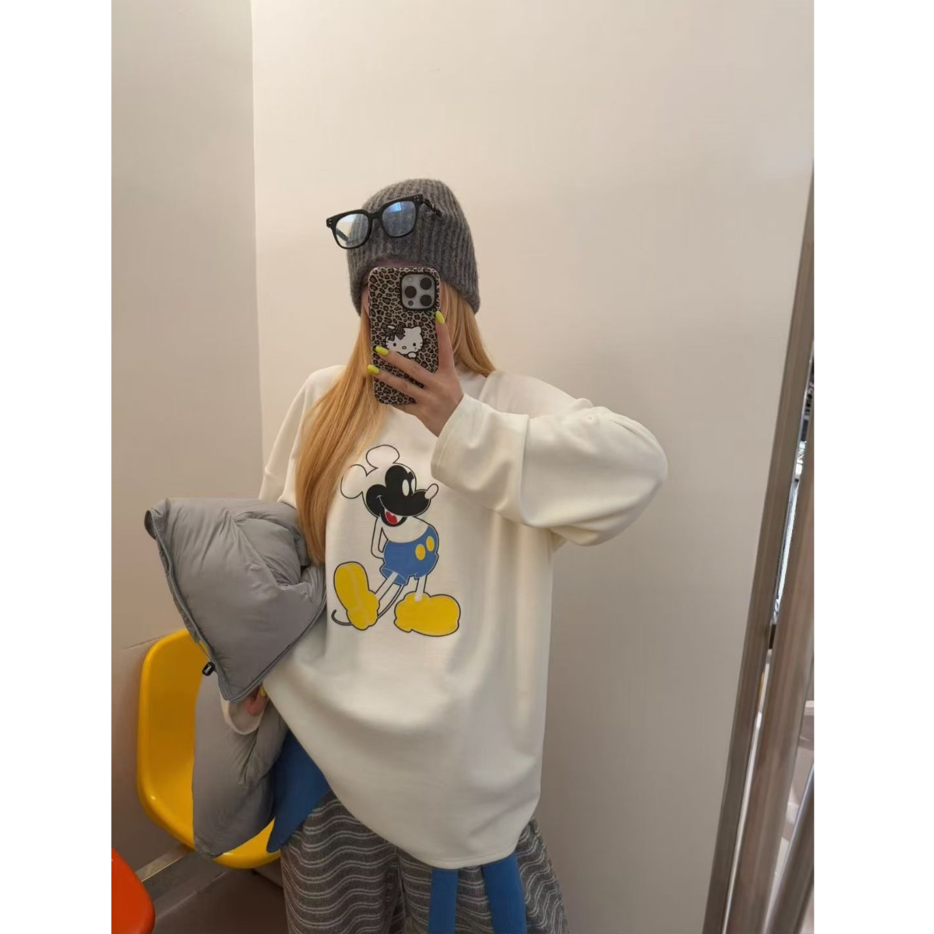 【原版现货-德绒米奇打底】東room2025秋季新款韩版百搭德绒长袖T恤