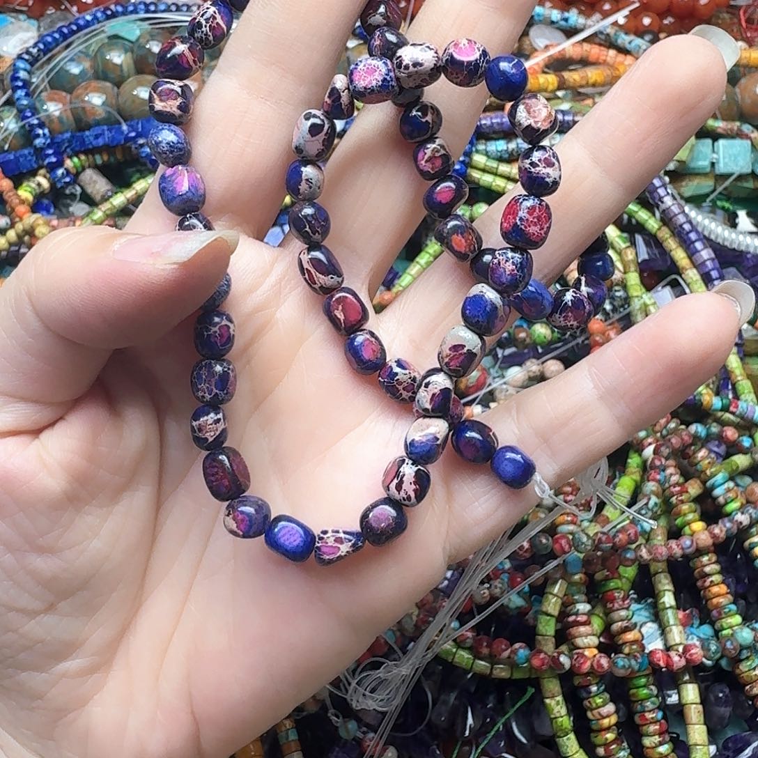 玛瑙/玉髓合金珠宝半成品一条6m帝王石方糖