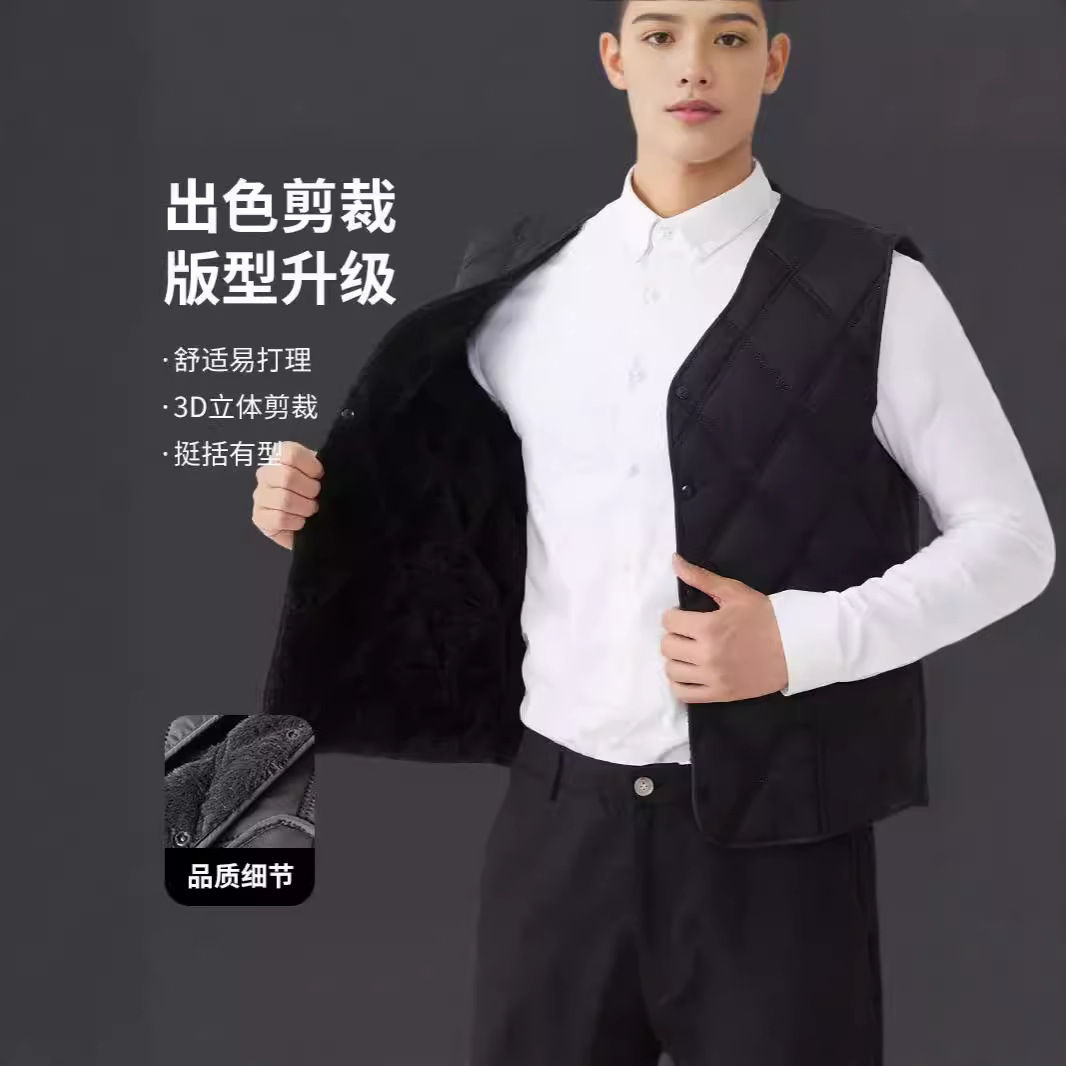 秋冬季新款棉马甲男士加绒保暖背心内外穿夹棉大码休闲坎肩马夹