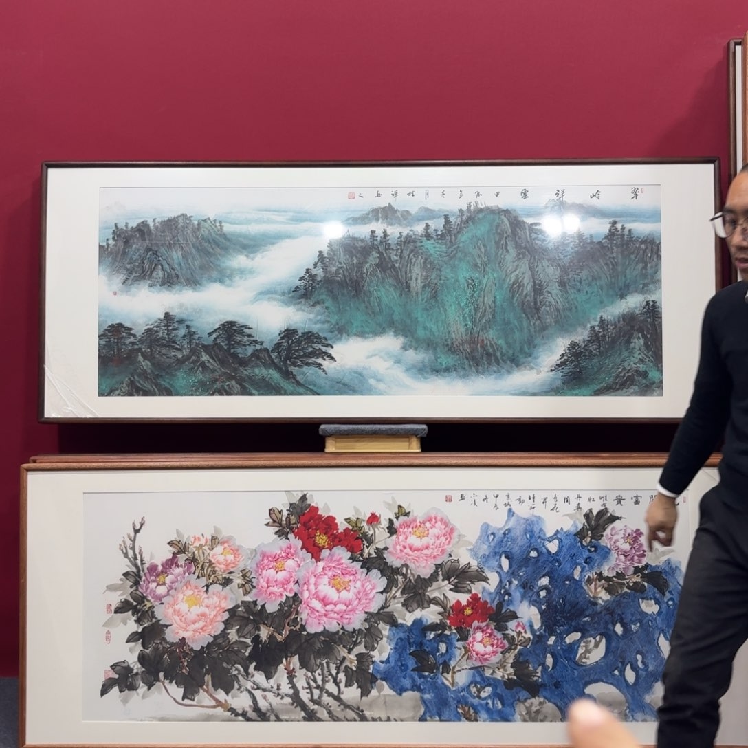 国画手绘作品带框210成80