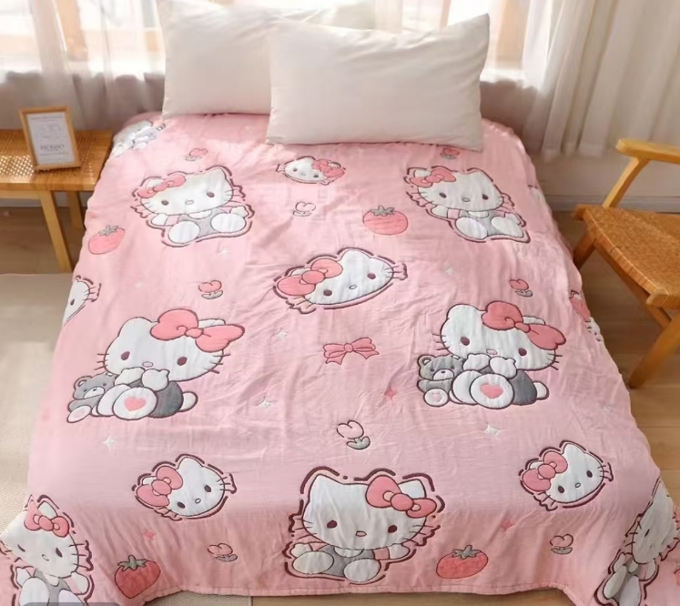 草莓kt 2*2.3泡芙被升级多层柔软亲肤透气双面夏被