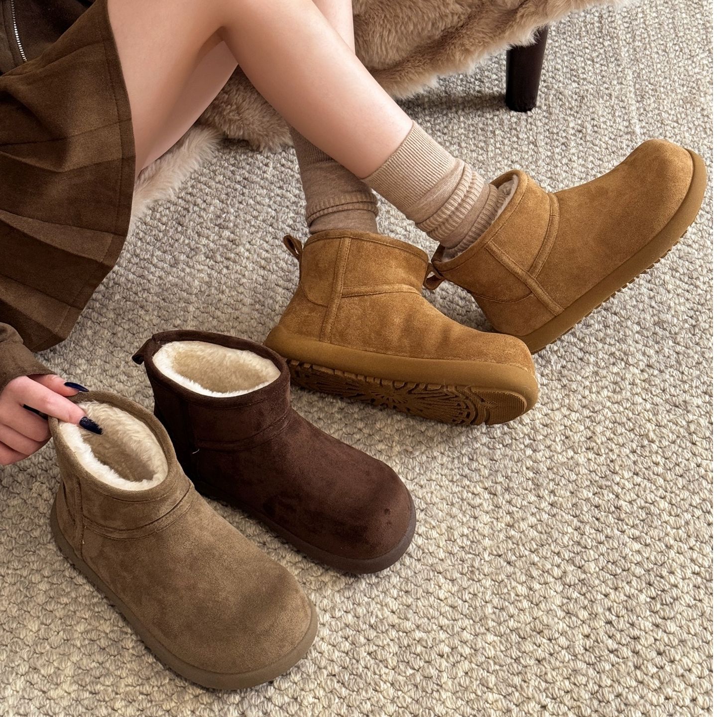 冬季新款休闲百搭内增高4.0小土豆防滑加绒加厚保暖女款雪地靴用G