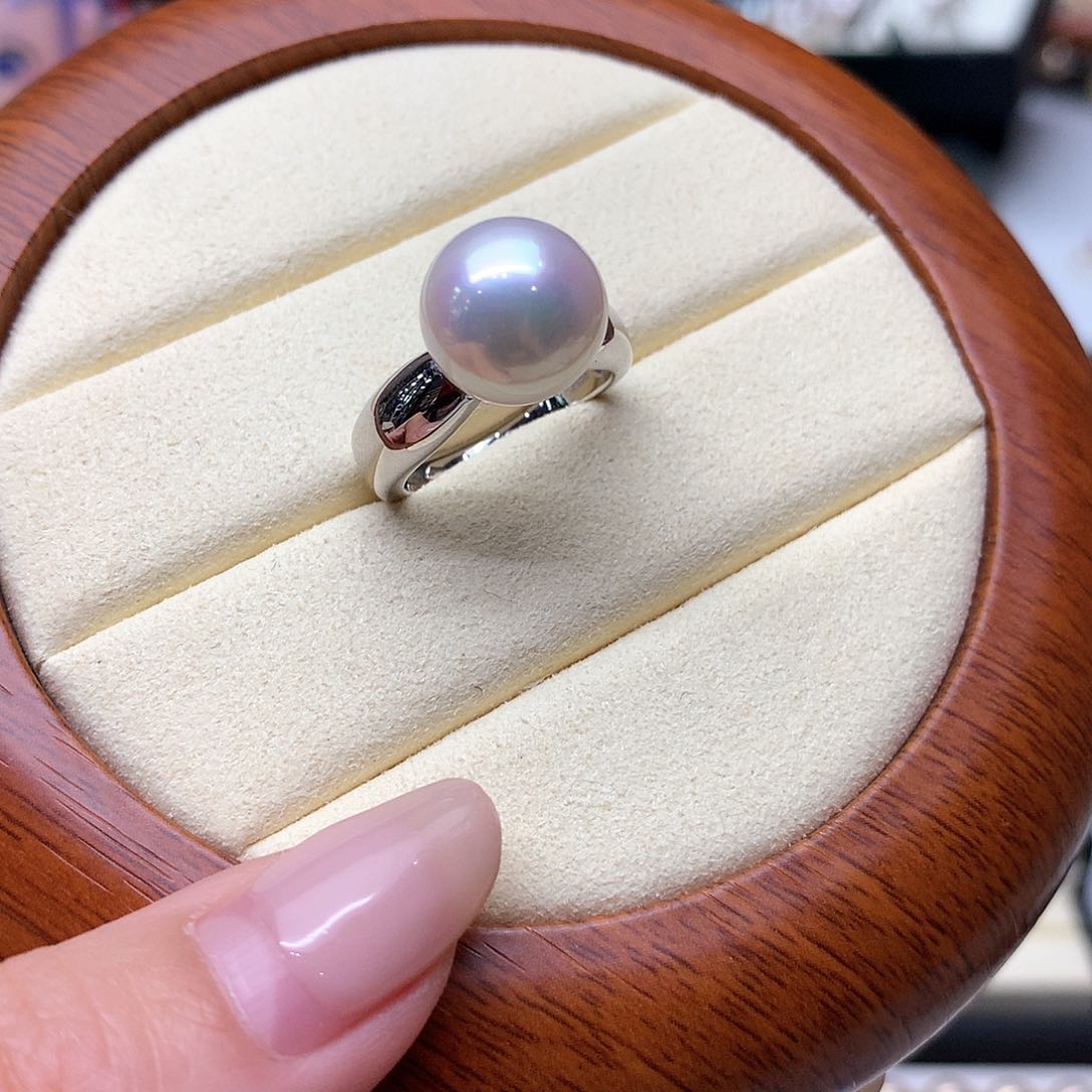 戒指银S925镶嵌淡水珍珠