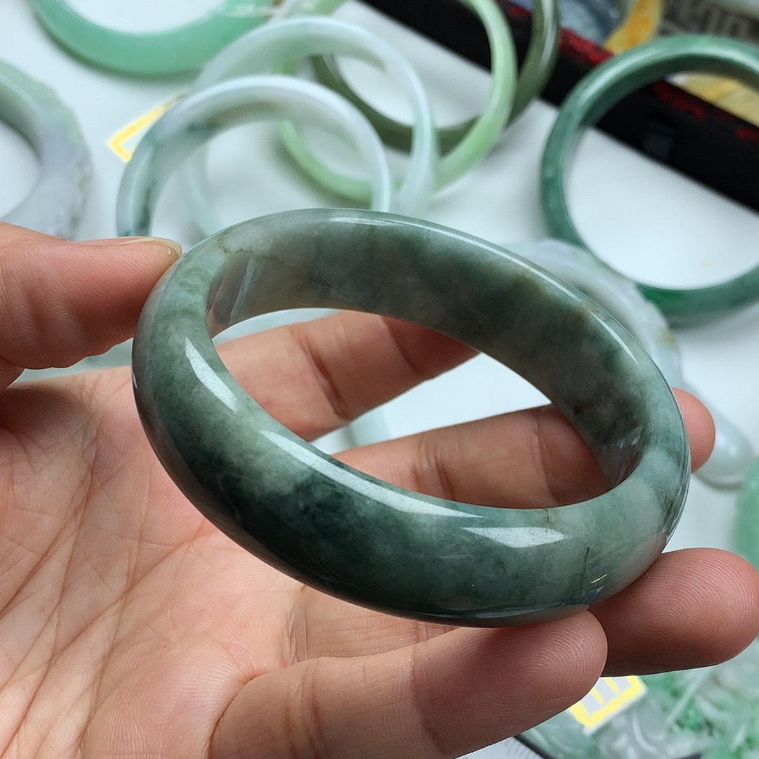 翡翠未镶嵌手镯天然翡翠57.3