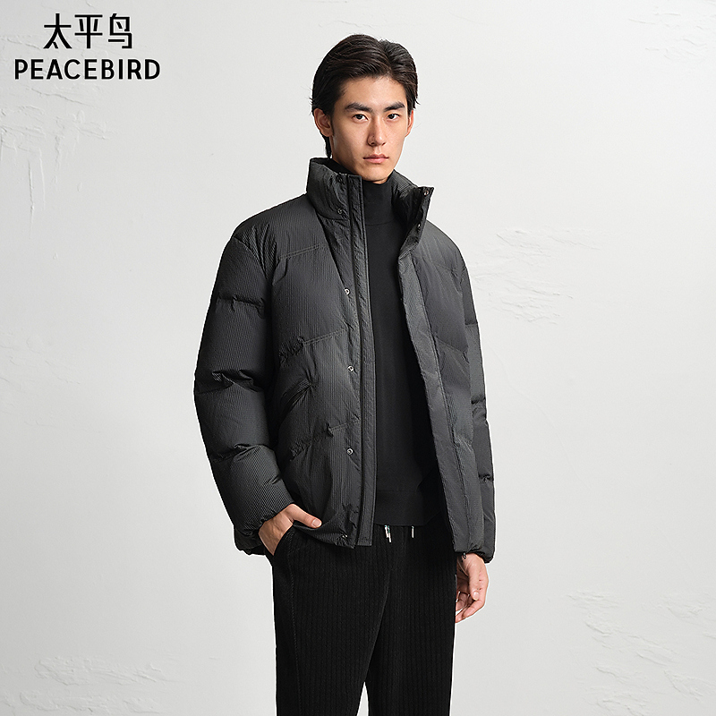 【商场同款】太平鸟男装渐变晕染羽绒服立领面包服B2ACE4407