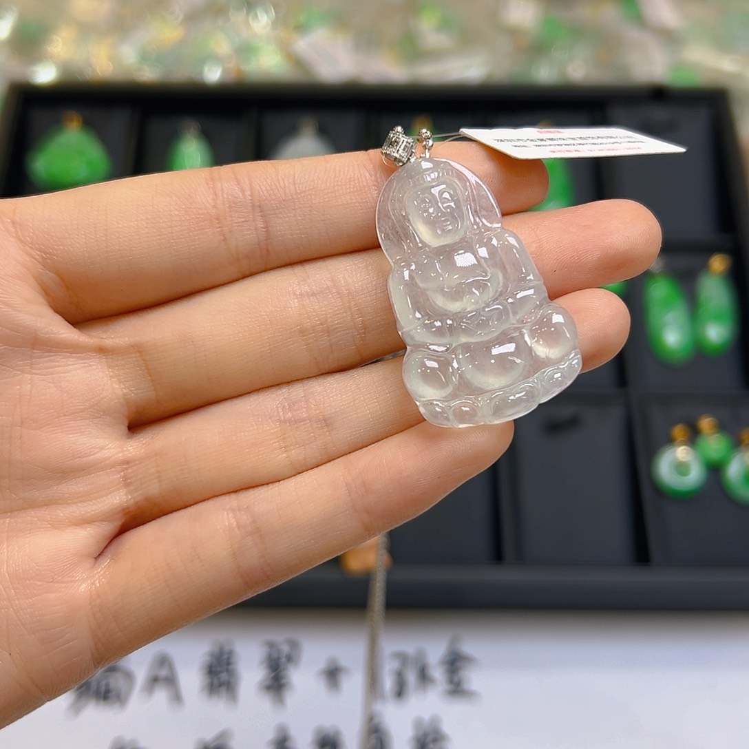 翡翠18K金镶嵌吊坠(不含链)翡翠