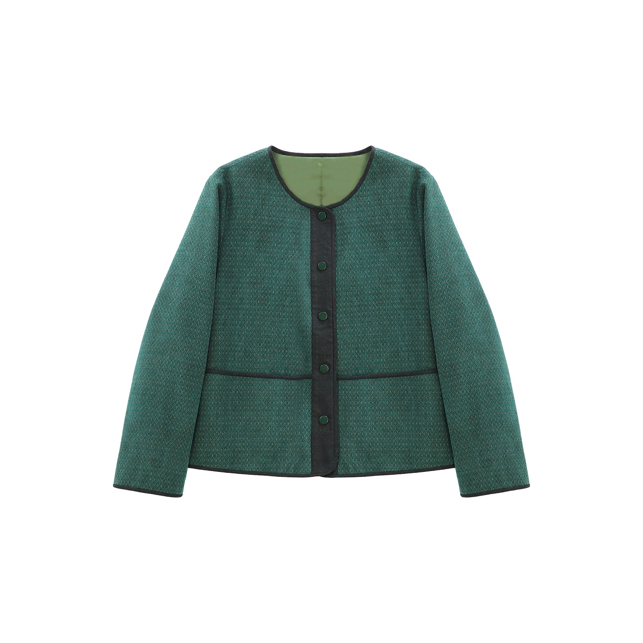 【北鱼专属】小方格绿色柞蚕丝棉服  28163