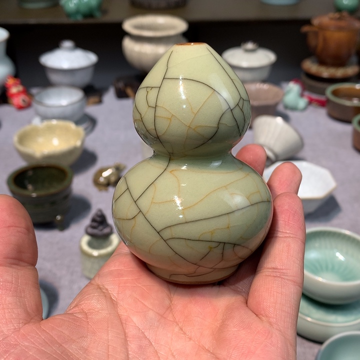 肉***龙泉青瓷手工哥窑葫芦