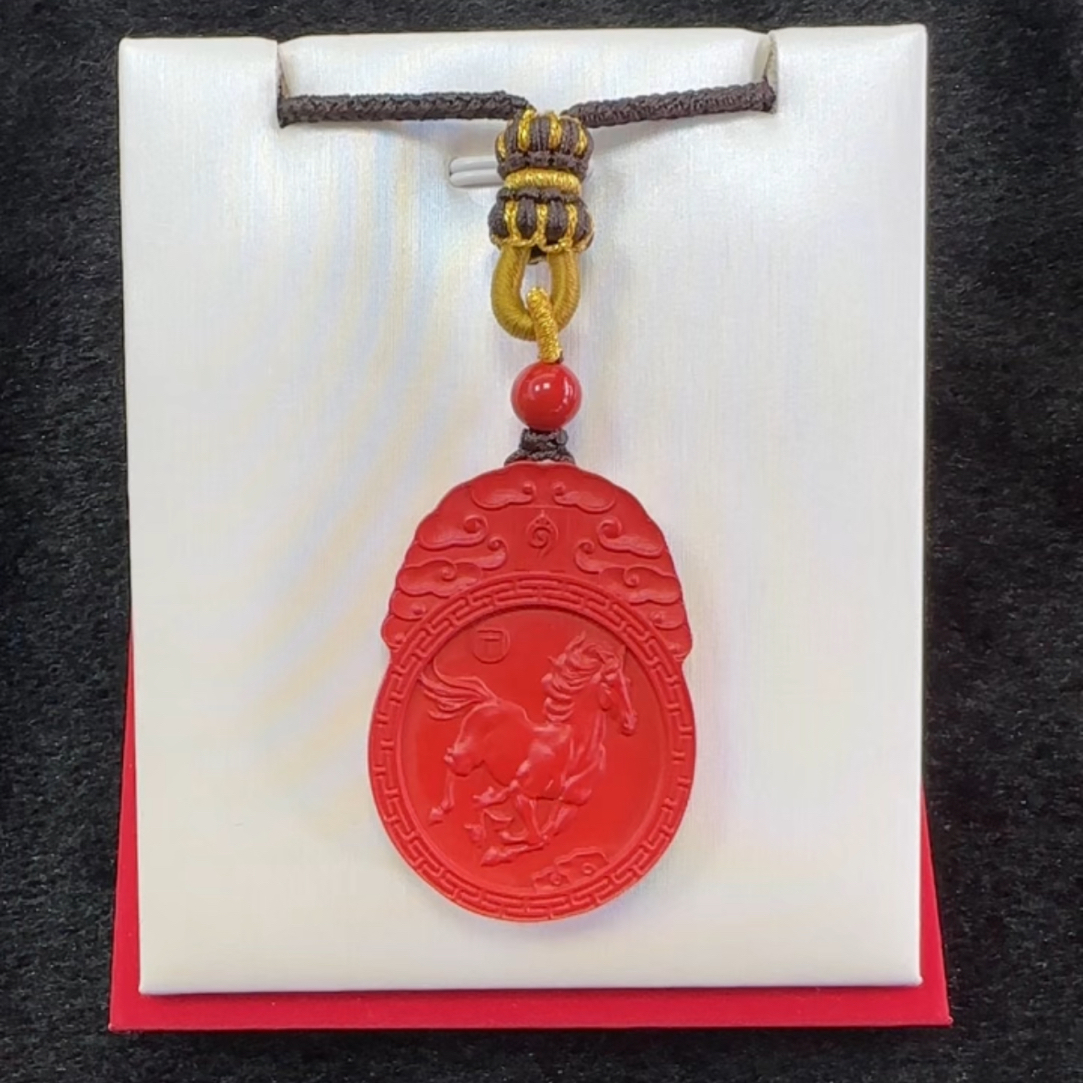 含辰砂工艺品含辰砂十二生肖马宝宝本命佛男女同款朱砂守护吊