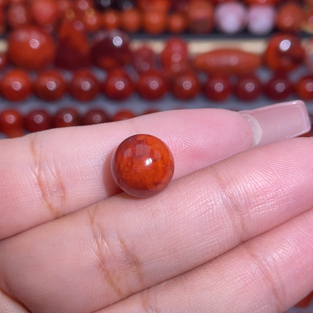 南红玛瑙未镶嵌瓦西圆珠卡11.5