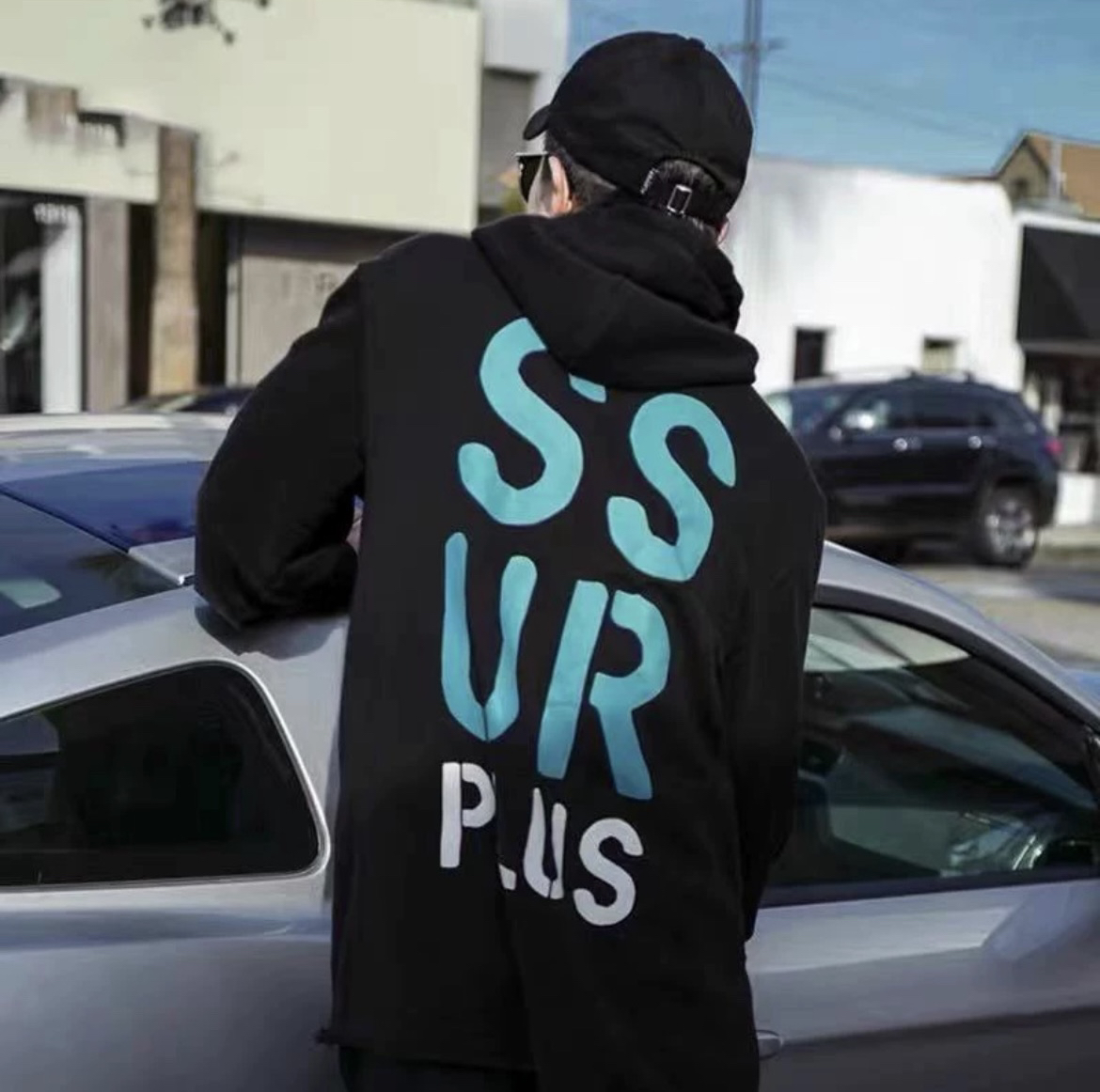 下摆破坏帽衫男女情侣加厚加大背后大LOGO潮牌无绳连帽卫衣外套48