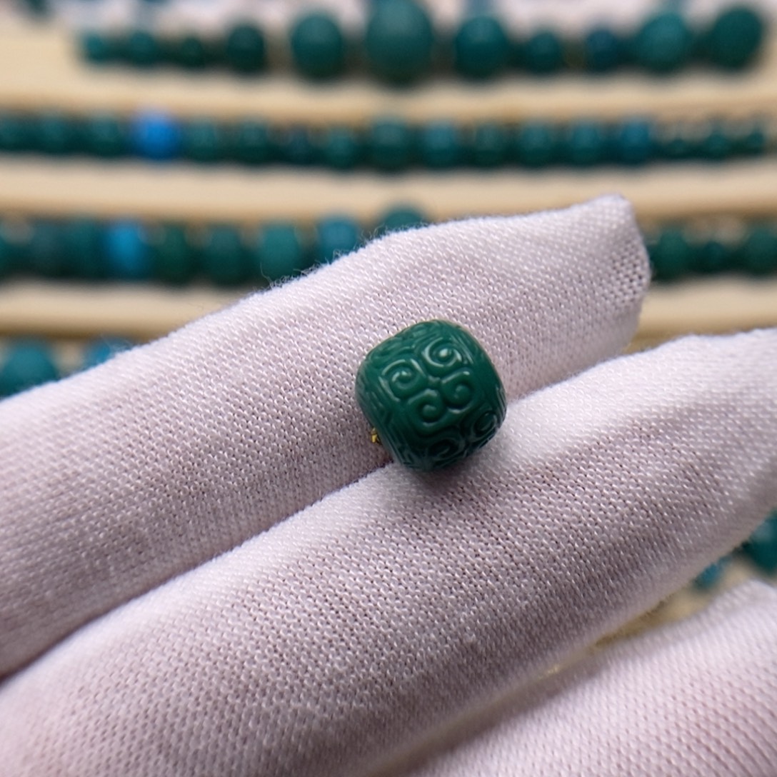 绿松石未镶嵌珠宝奇石回纹老型9.5mm