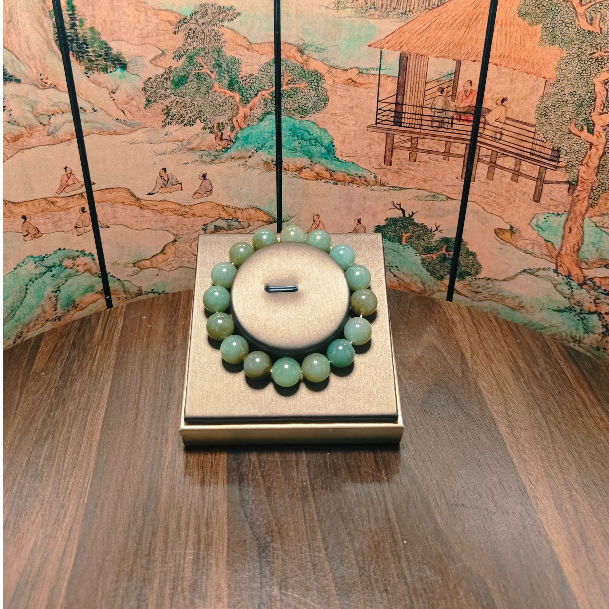 R和田玉圆珠手串（卡12）0310