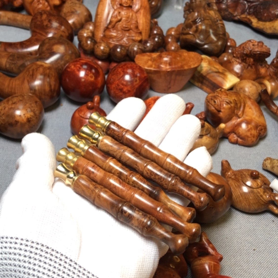 【闪购商品】木麻梨疙瘩火琉璃手把件