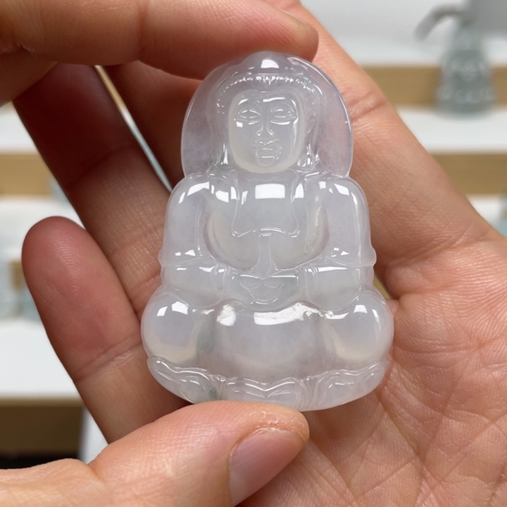 翡翠未镶嵌颈饰天然缅甸翡翠A货观音30号