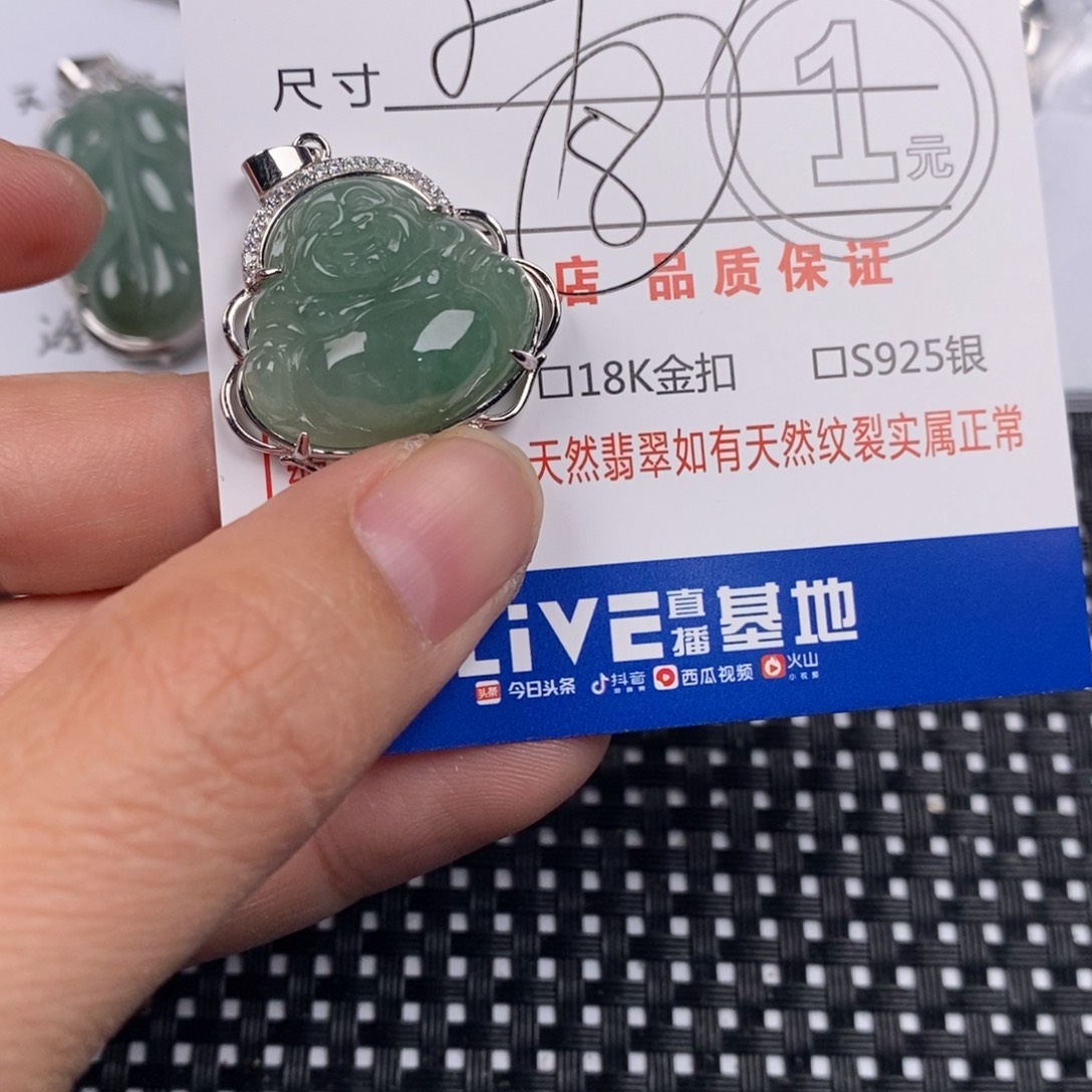星***璨翡翠银S925镶嵌颈饰