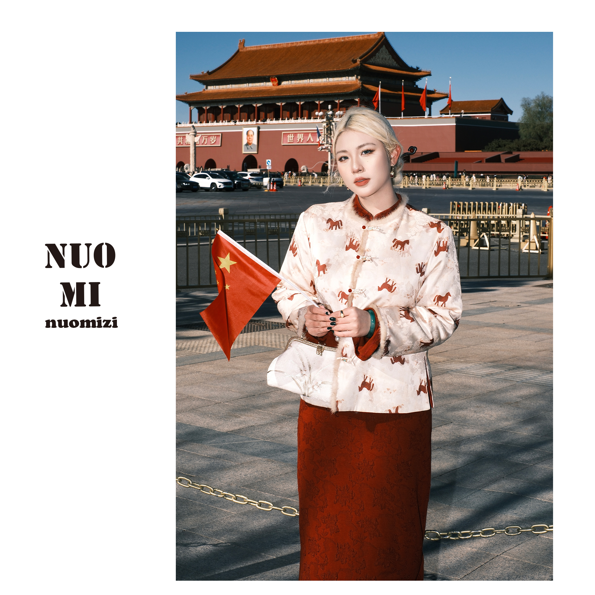 ZOZ糯米子[马上来财]马年战袍新中式外套女秋冬双面穿棉服外套