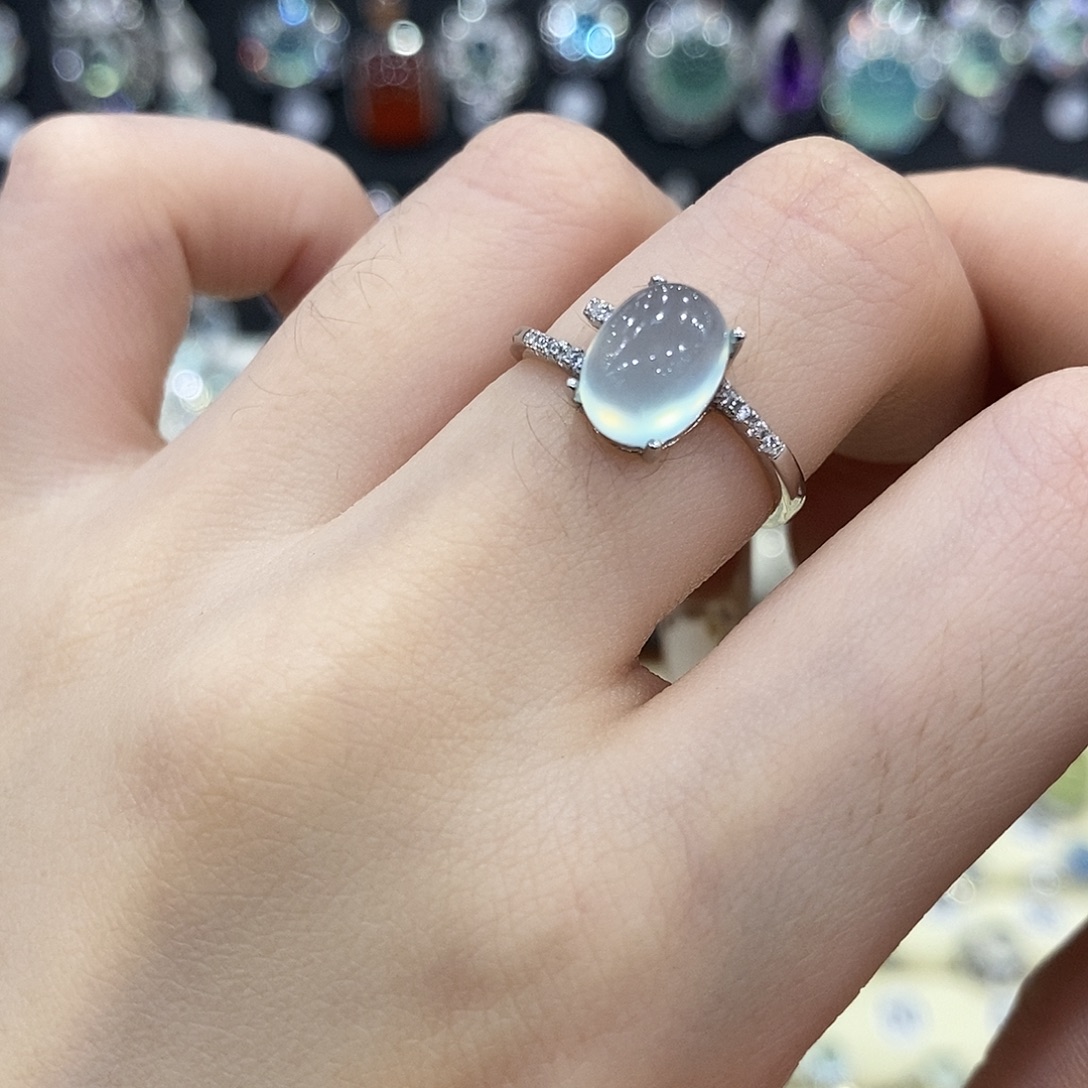 蛇纹石玉银S925镶嵌戒指