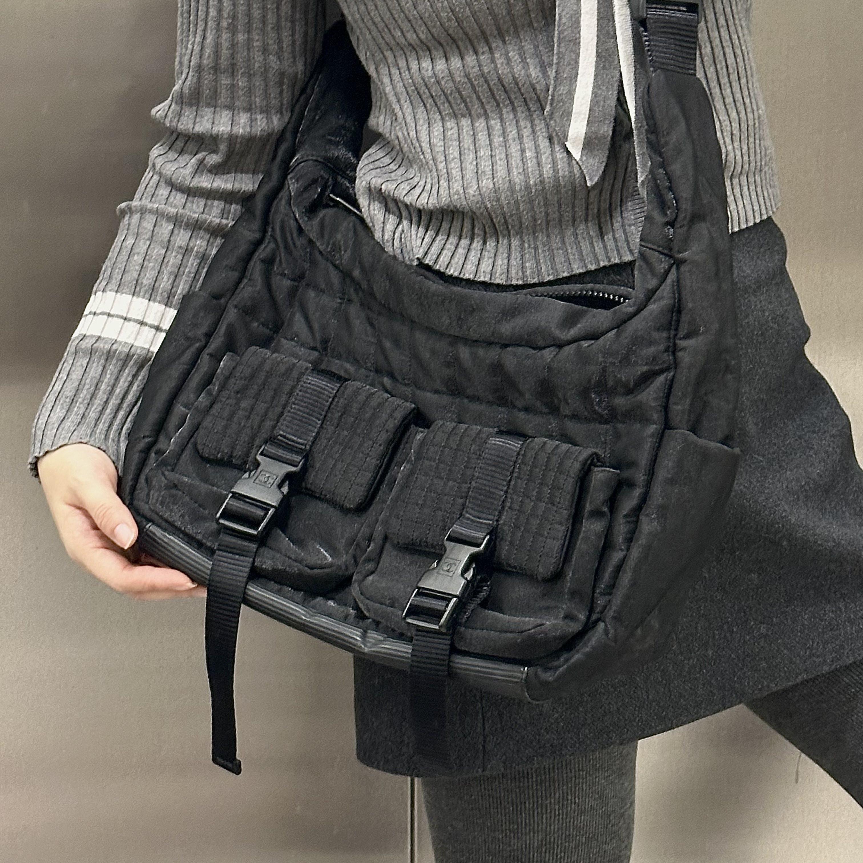 95新 Chanel/香奈儿 双口袋泡芙云朵斜挎包