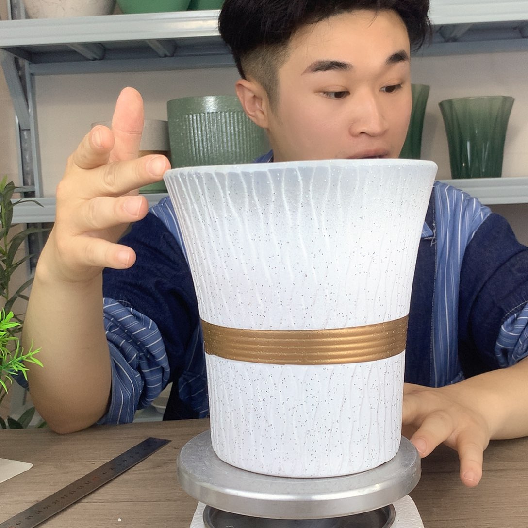 红陶微瑕/香槟金灰白渐变15x17一个花盆